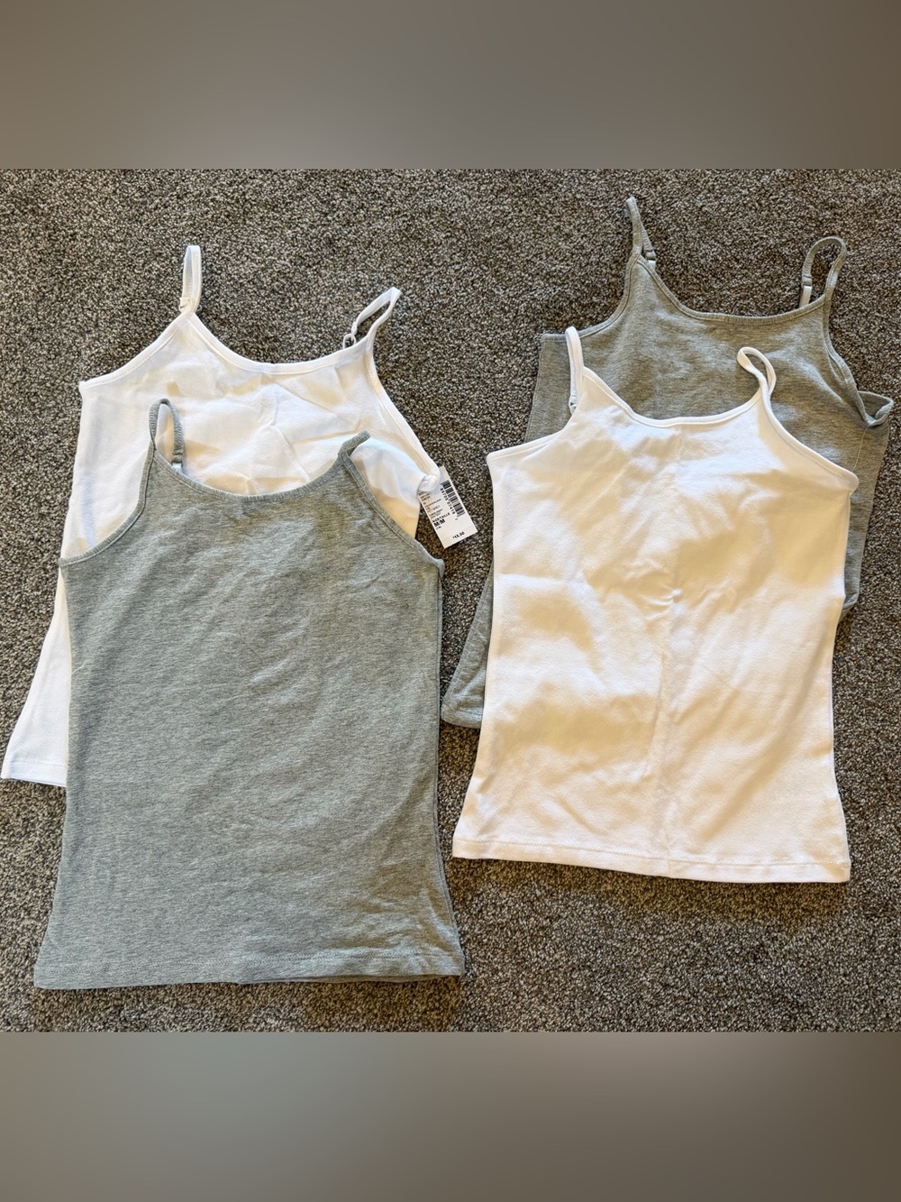 Everyday Girl’s Cotton Camisole Tank - White & Heather Gray